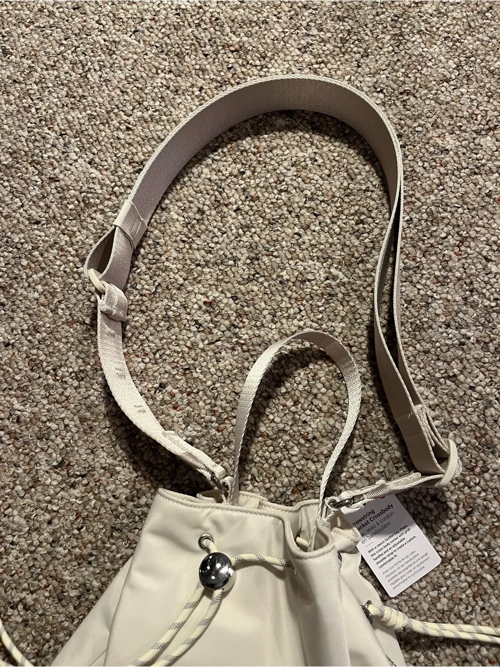 lululemon athletica Cream Drawstring Bucket Crossbody Bag